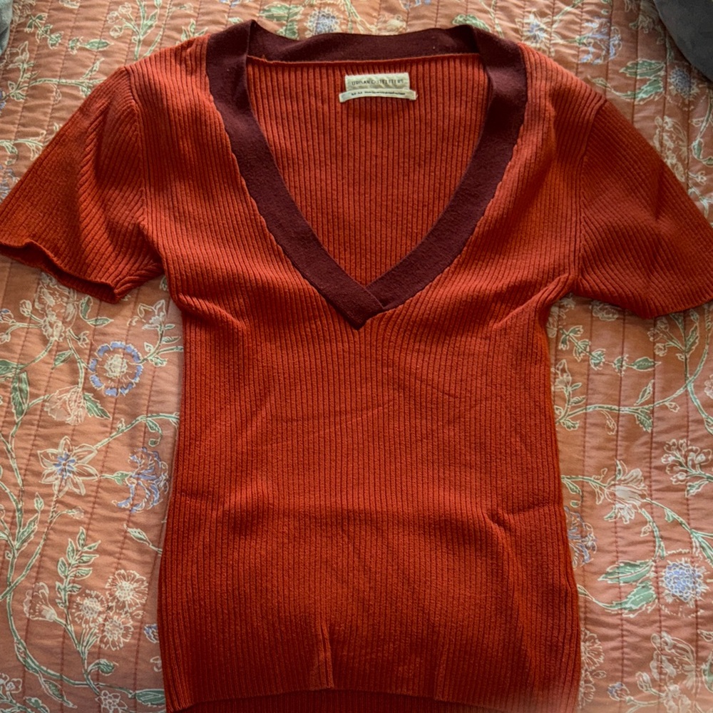 Urban Outfitters V-Neck Sweater - Deep Red